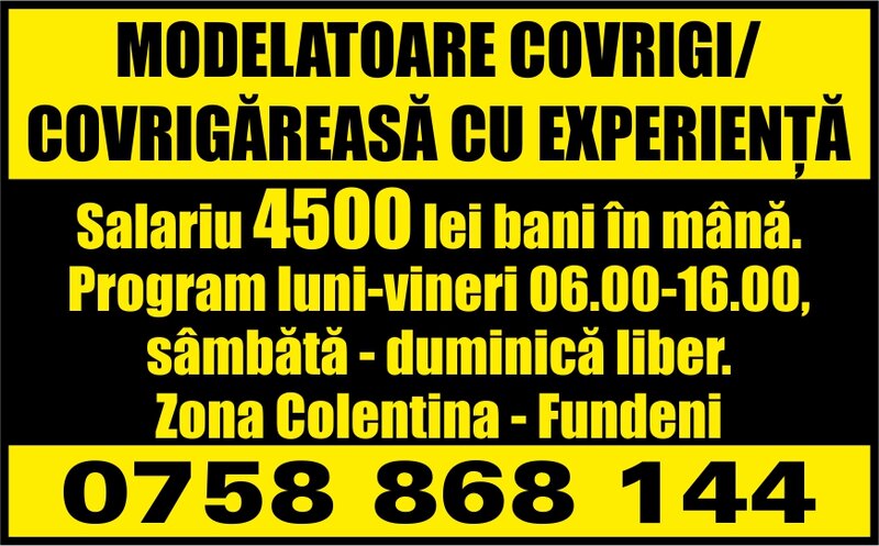 Modelatoare covrigi/ covrigareasa cu experienta,